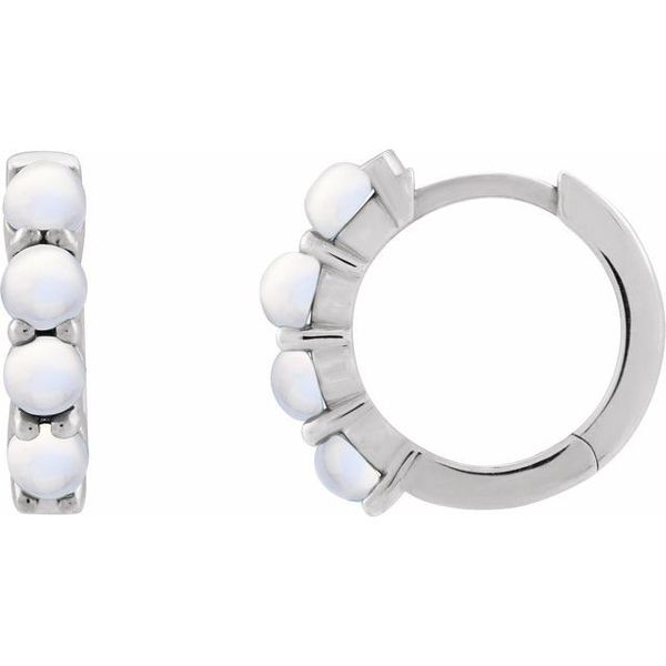 Cabochon Hinged Hoop Earrings S&E Jewelers Depew, NY