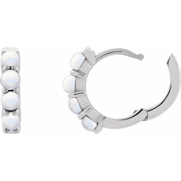 Cabochon Hinged Hoop Earrings Image 2 S&E Jewelers Depew, NY