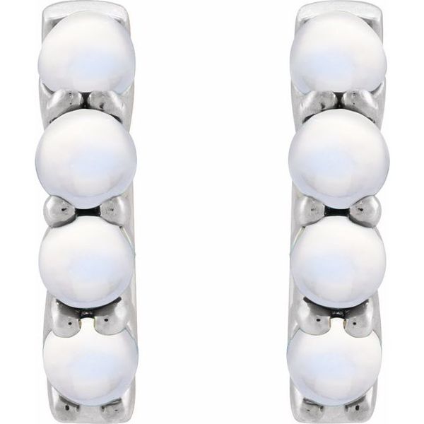 Cabochon Hinged Hoop Earrings Image 3 S&E Jewelers Depew, NY