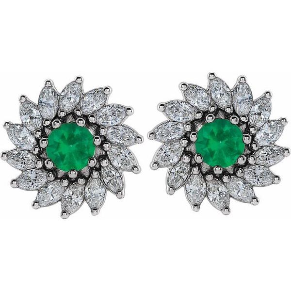 Round 7-Prong Halo-Style Earrings Image 2 Priddy Jewelers Elizabethtown, KY