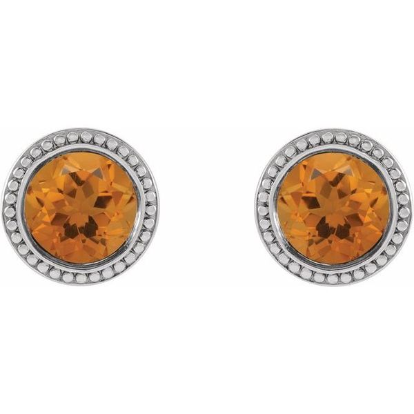 Round Bezel-Set Stud Earrings Image 2 Chipper's Jewelry Bonney Lake, WA