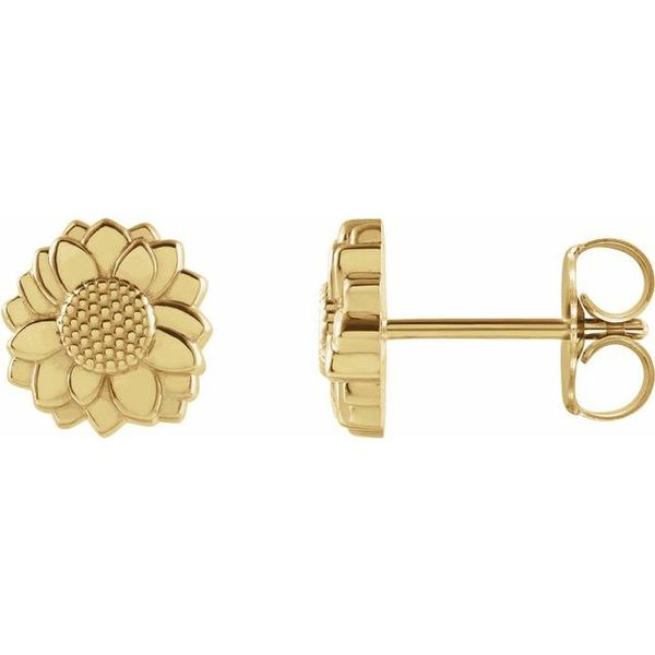 302 Tiny Sunflower Earrings 87360:102:P 14KY Louisville, Clater Jewelers