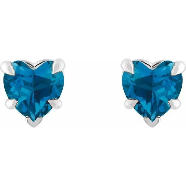 Heart 5-Prong Claw V-End Stud Earrings