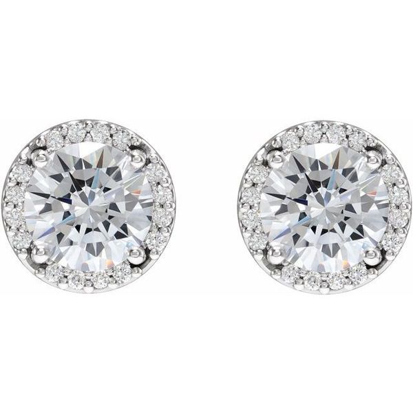 Round Halo-Style Low Stud Earrings Image 2 Jewelry Design Studio Jensen Beach, FL