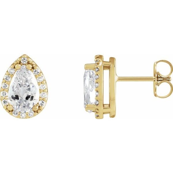 Pear 4-Prong Halo-Style Low Stud Earring Rick's Jewelers California, MD