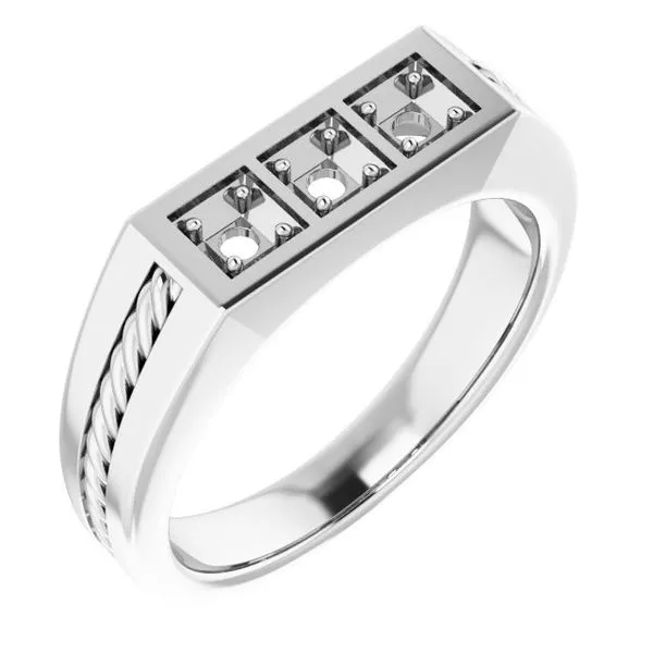 Stainless Steel 3 Diamond Ring