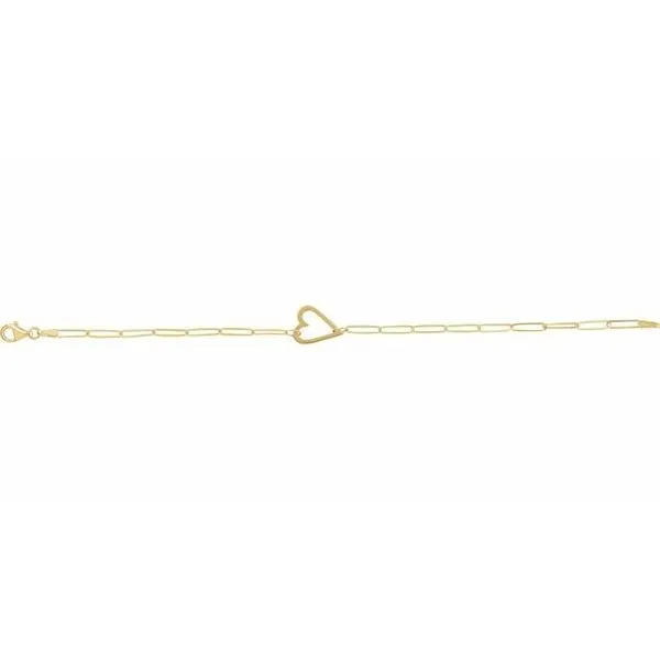 Heart & Paperclip-Style Bracelet Image 2 S&E Jewelers Depew, NY