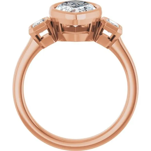 Bezel-Set Three-Stone Engagement Ring Image 2 Jewel Smiths Oklahoma City, OK