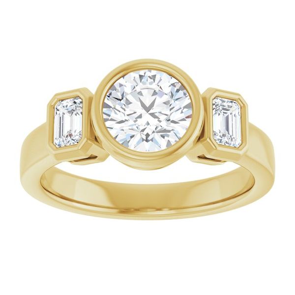 Bezel-Set Three-Stone Engagement Ring Image 3 Blue Water Jewelers Saint Augustine, FL