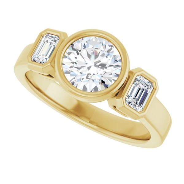 Bezel-Set Three-Stone Engagement Ring Image 5 Blue Water Jewelers Saint Augustine, FL