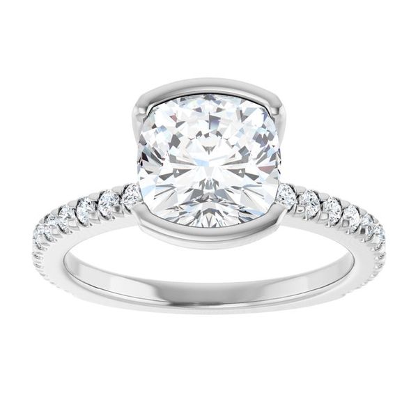 Half-Bezel Engagement Ring Image 3 Designer Jewelers Westborough, MA