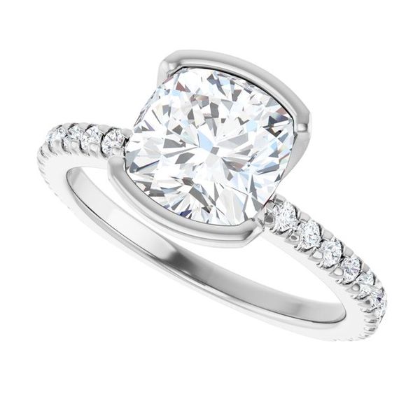 Half-Bezel Engagement Ring Image 5 Designer Jewelers Westborough, MA