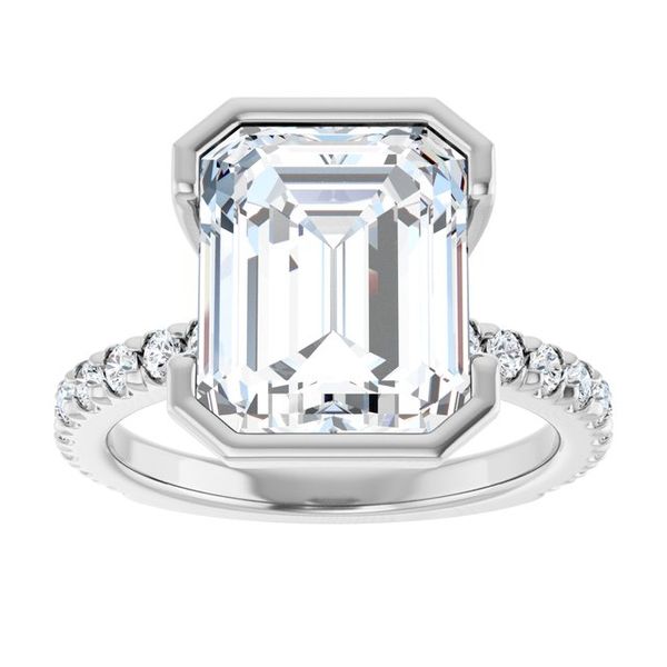Half-Bezel Engagement Ring Image 3 The Diamond Ring Co San Jose, CA
