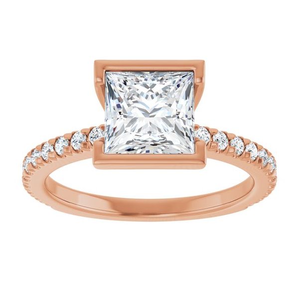Half-Bezel Engagement Ring Image 3 The Diamond Ring Co San Jose, CA