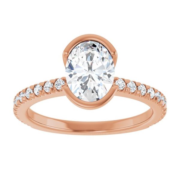 Half-Bezel Engagement Ring Image 3 Designer Jewelers Westborough, MA