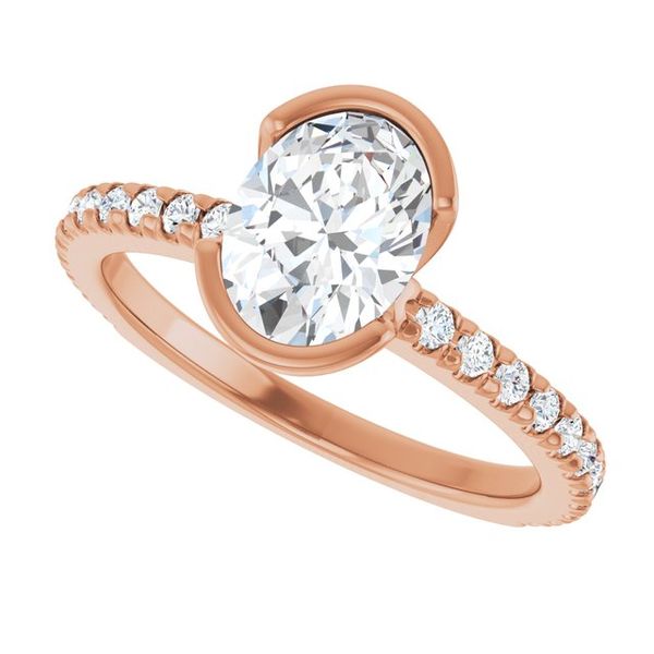 Half-Bezel Engagement Ring Image 5 Designer Jewelers Westborough, MA