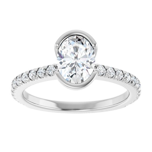 Half-Bezel Engagement Ring Image 3 Designer Jewelers Westborough, MA