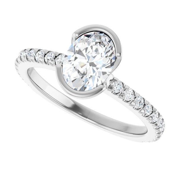 Half-Bezel Engagement Ring Image 5 Designer Jewelers Westborough, MA