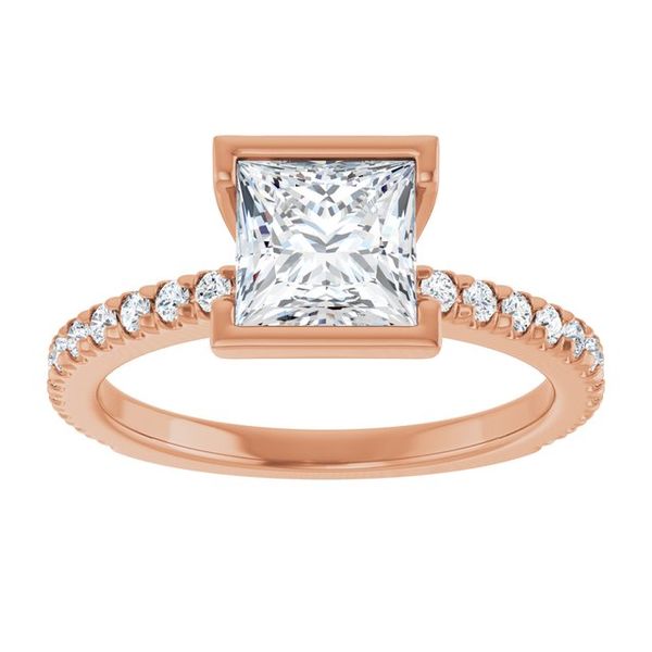 Half-Bezel Engagement Ring Image 3 Designer Jewelers Westborough, MA