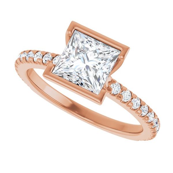 Half-Bezel Engagement Ring Image 5 Designer Jewelers Westborough, MA
