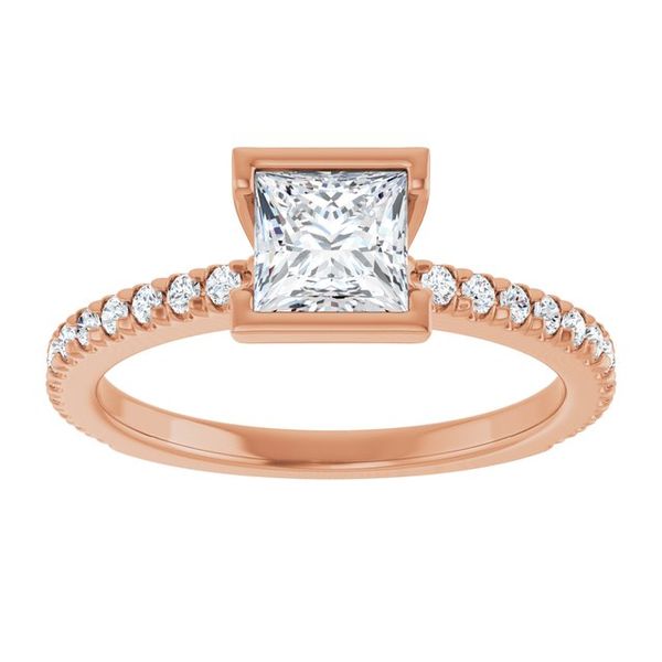 Half-Bezel Engagement Ring Image 3 Designer Jewelers Westborough, MA