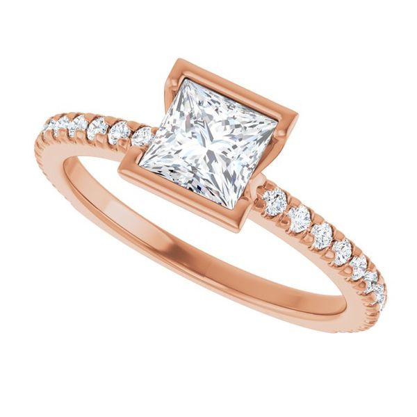 Half-Bezel Engagement Ring Image 5 Designer Jewelers Westborough, MA