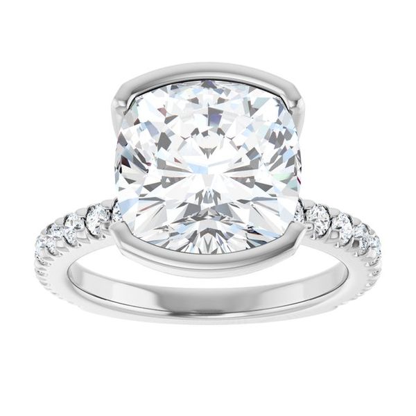Half-Bezel Engagement Ring Image 3 Designer Jewelers Westborough, MA