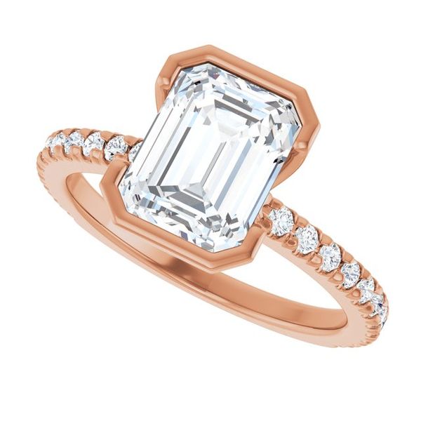 Half-Bezel Engagement Ring Image 5 Designer Jewelers Westborough, MA