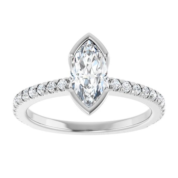Half-Bezel Engagement Ring Image 3 Austin's Fine Diamonds & Jewelry Lyndhurst, NJ