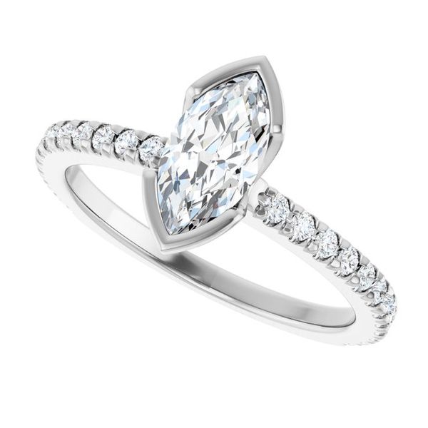 Half-Bezel Engagement Ring Image 5 Austin's Fine Diamonds & Jewelry Lyndhurst, NJ