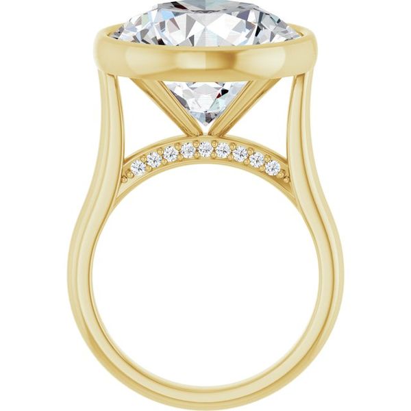 Bezel-Set Accented Engagement Ring Image 2 Designer Jewelers Westborough, MA