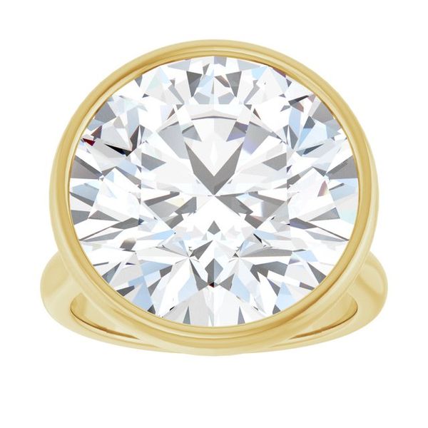 Bezel-Set Accented Engagement Ring Image 3 Designer Jewelers Westborough, MA