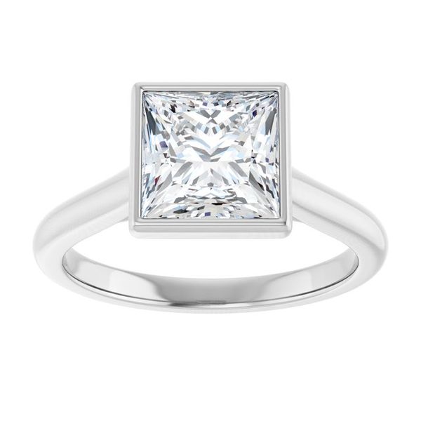 Bezel-Set Accented Engagement Ring Image 3 Adler's Diamonds Saint Louis, MO