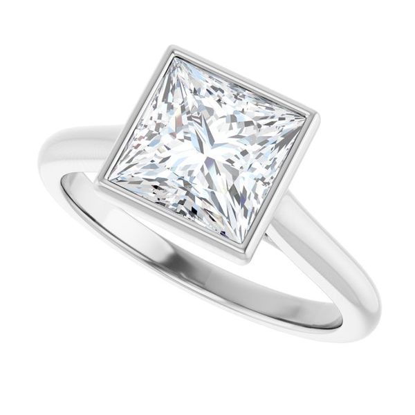 Bezel-Set Accented Engagement Ring Image 5 Adler's Diamonds Saint Louis, MO