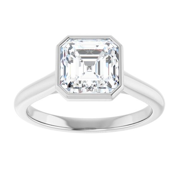Bezel-Set Accented Engagement Ring Image 3 The Jewelry Source El Segundo, CA
