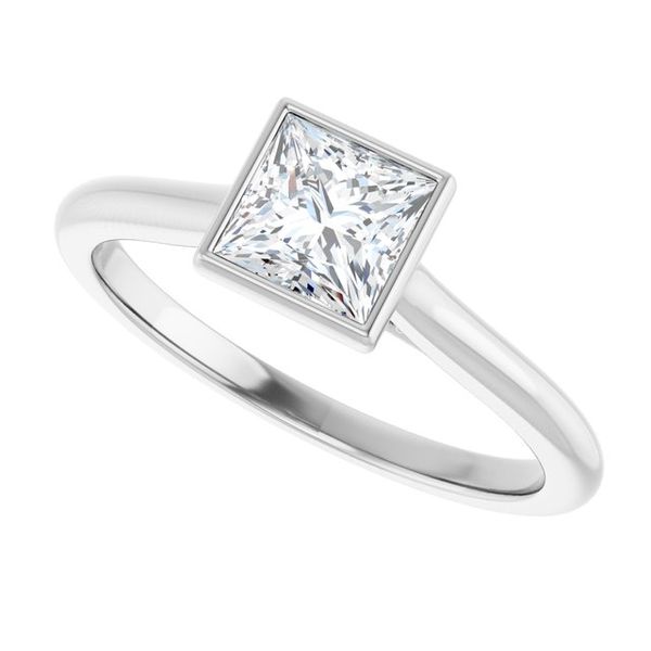 Bezel-Set Accented Engagement Ring Image 5 Berilian Jewelers Folsom, CA