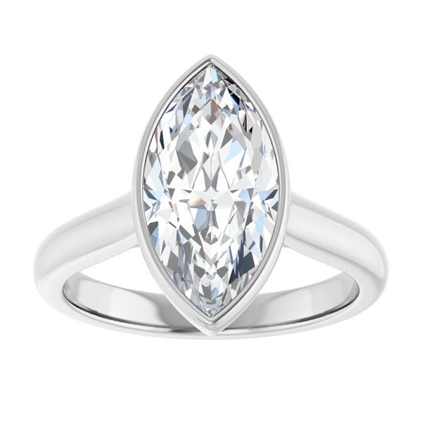 Bezel-Set Accented Engagement Ring Image 3 The Jewelry Source El Segundo, CA