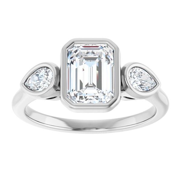 Bezel-Set Three-Stone Engagement Ring Image 3 Colonial Jewelers of Easton Easton, MD