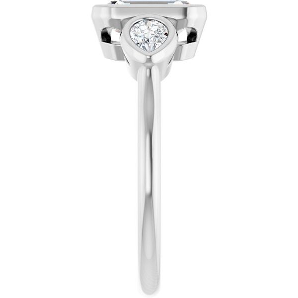Bezel-Set Three-Stone Engagement Ring Image 4 Colonial Jewelers of Easton Easton, MD