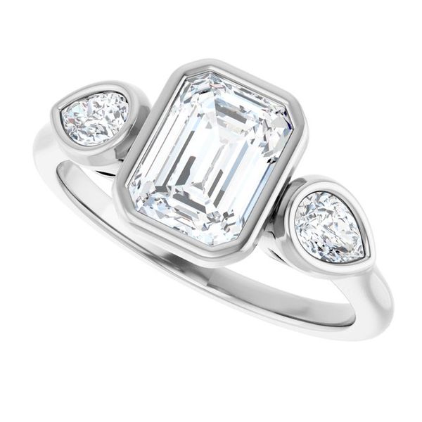 Bezel-Set Three-Stone Engagement Ring Image 5 Colonial Jewelers of Easton Easton, MD