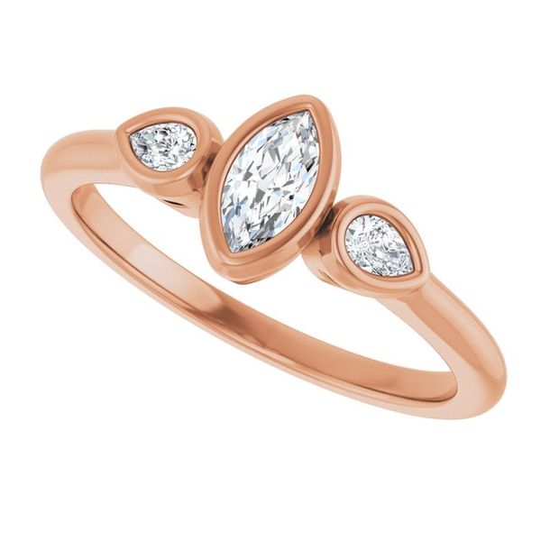 Bezel-Set Three-Stone Engagement Ring Image 5 Waddington Jewelers Bowling Green, OH