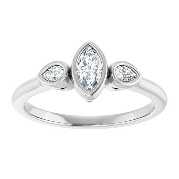 Bezel-Set Three-Stone Engagement Ring Image 3 Waddington Jewelers Bowling Green, OH