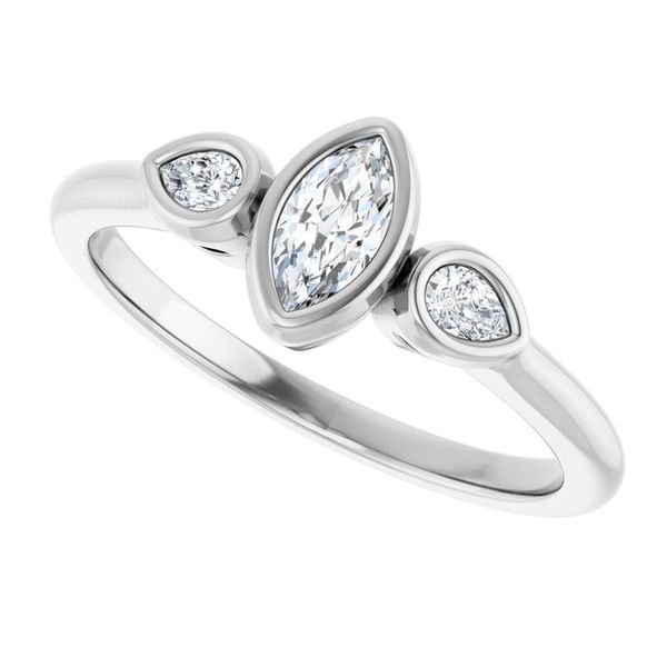 Bezel-Set Three-Stone Engagement Ring Image 5 Waddington Jewelers Bowling Green, OH