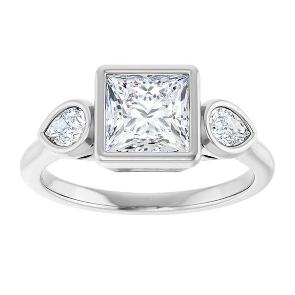 Bezel-Set Three-Stone Engagement Ring Image 3 Colonial Jewelers of Easton Easton, MD
