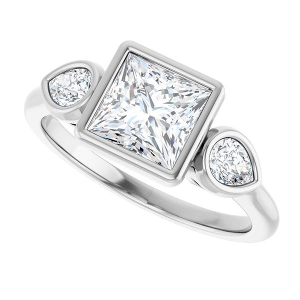 Bezel-Set Three-Stone Engagement Ring Image 5 Colonial Jewelers of Easton Easton, MD