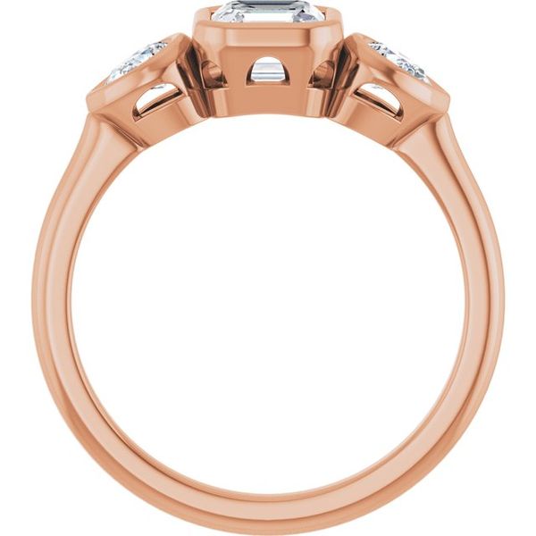 Bezel-Set Three-Stone Engagement Ring Image 2 The Diamond Ring Co San Jose, CA