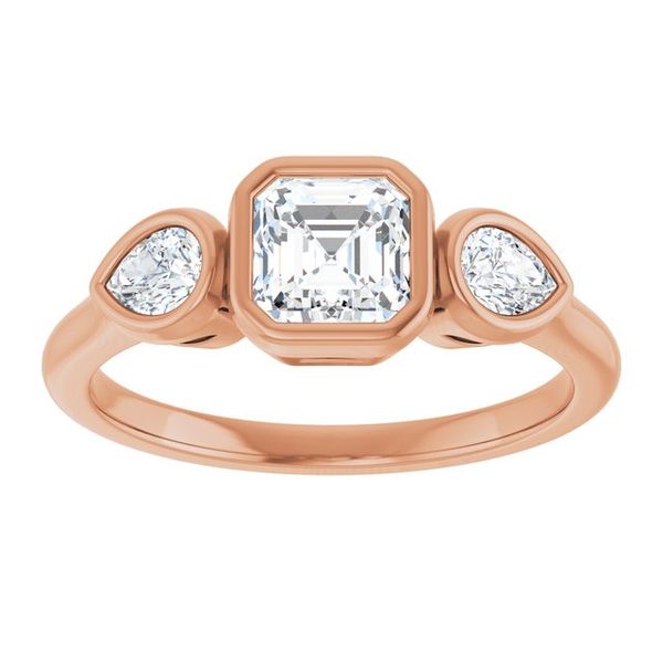 Bezel-Set Three-Stone Engagement Ring Image 3 The Diamond Ring Co San Jose, CA