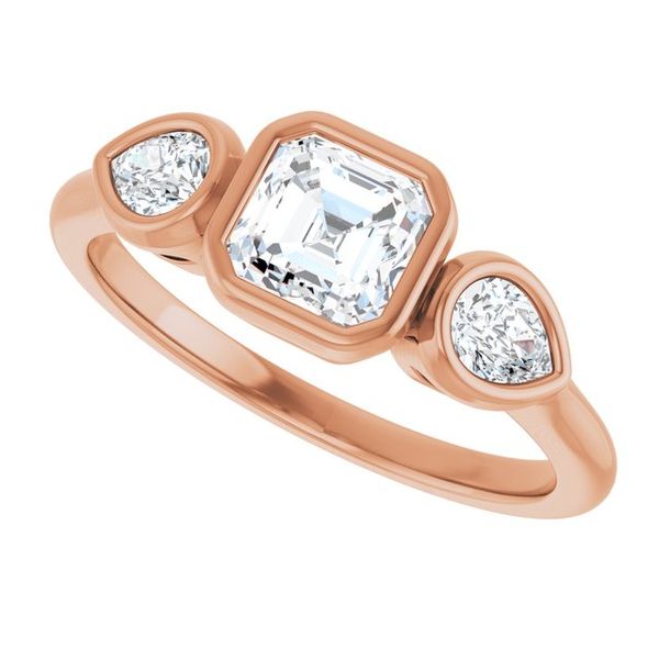 Bezel-Set Three-Stone Engagement Ring Image 5 The Diamond Ring Co San Jose, CA