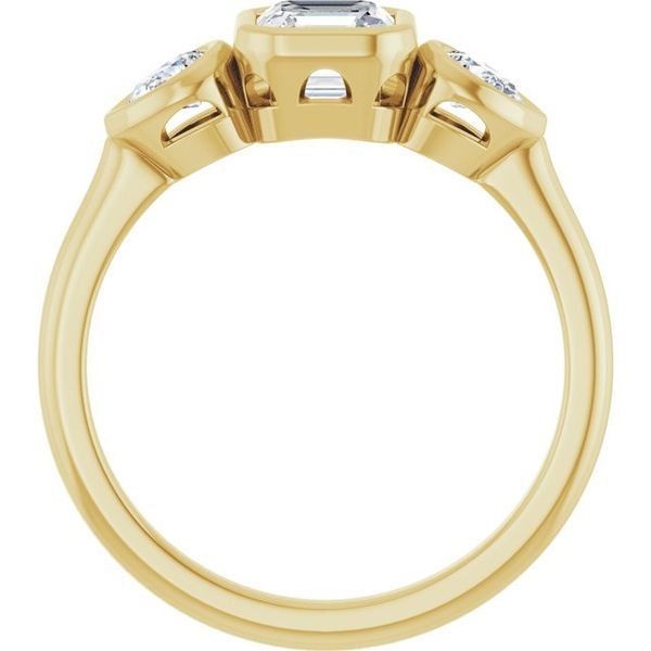 Bezel-Set Three-Stone Engagement Ring Image 2 The Diamond Ring Co San Jose, CA