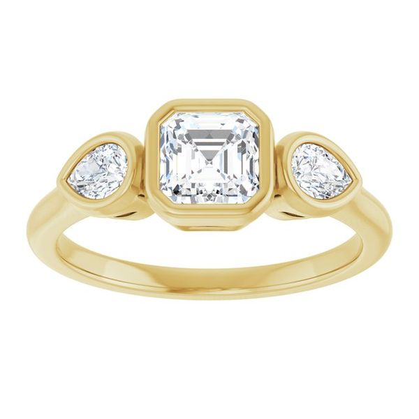 Bezel-Set Three-Stone Engagement Ring Image 3 The Diamond Ring Co San Jose, CA